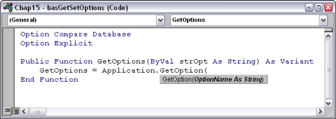 Auto Quick Info provides syntax reminders in the module window.